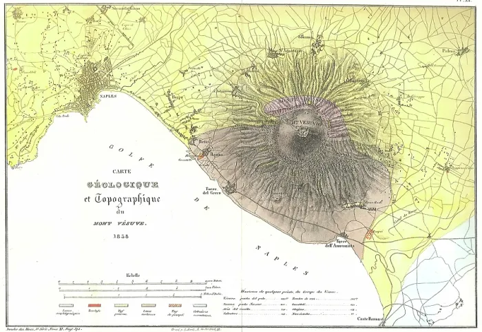 Framed Print : Carte geologique et topographique du Mont Vesuve Framed Print : Carte geologique et topographique du Mont Vesuve