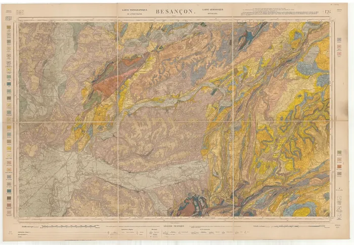 Framed Print : Carte geologique de la France 1:80, 000. Feuille 126 Besancon Framed Print : Carte geologique de la France 1:80, 000. Feuille 126 Besancon