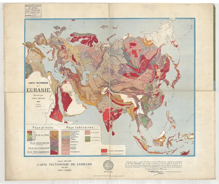 Framed Print : Carte tectonique de l'Eurasie (Argand, 1928) Framed Print : Carte tectonique de l'Eurasie (Argand, 1928)