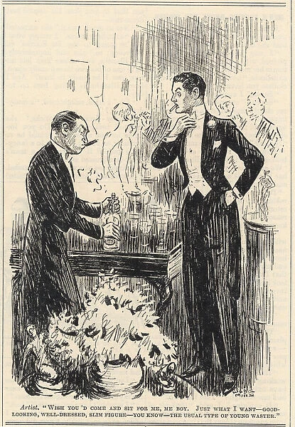 Cartoon, Artist and young dandy