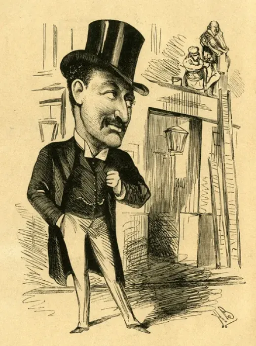 Framed Print : Cartoon, Augustus Harris, British actor and dramatist Framed Print : Cartoon, Augustus Harris, British actor and dramatist