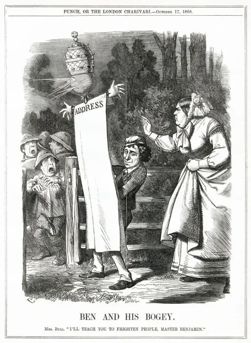 Framed Print : Cartoon, Ben and his Bogey (Disraeli) Framed Print : Cartoon, Ben and his Bogey (Disraeli)