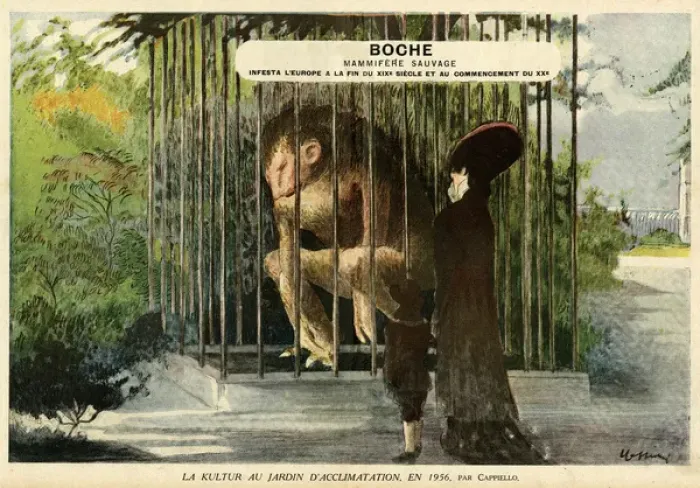 Framed Print : Cartoon, Boche, Wild Mammal, WW1 Framed Print : Cartoon, Boche, Wild Mammal, WW1