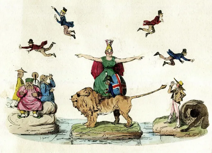 Framed Print : Cartoon, Britannia, Her Empire and Foes Framed Print : Cartoon, Britannia, Her Empire and Foes