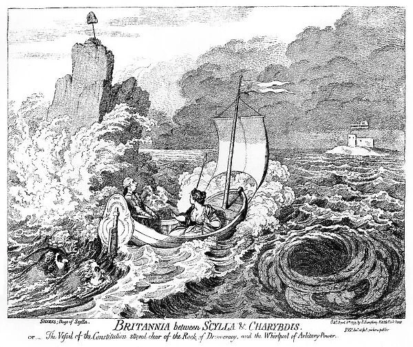 Cartoon, Britannia between Scylla & Charybdis