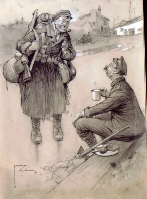 Framed Print : Cartoon, A Busmans Holiday, WW1 Framed Print : Cartoon, A Busmans Holiday, WW1