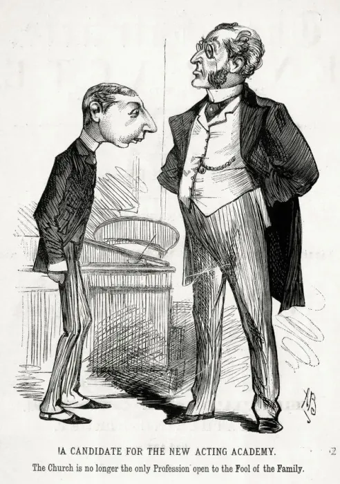 Framed Print : Cartoon, A candidate for the new acting academy