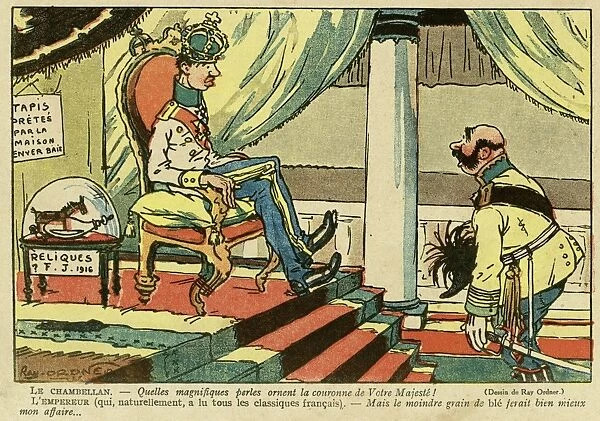 Cartoon, Charles I and the chamberlain, WW1
