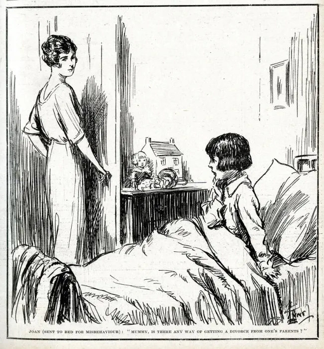 Framed Print : Cartoon, Child sent to bed for misbehaviour Framed Print : Cartoon, Child sent to bed for misbehaviour