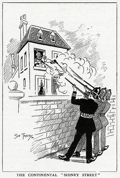 Cartoon, The Continental Sidney Street, WW1
