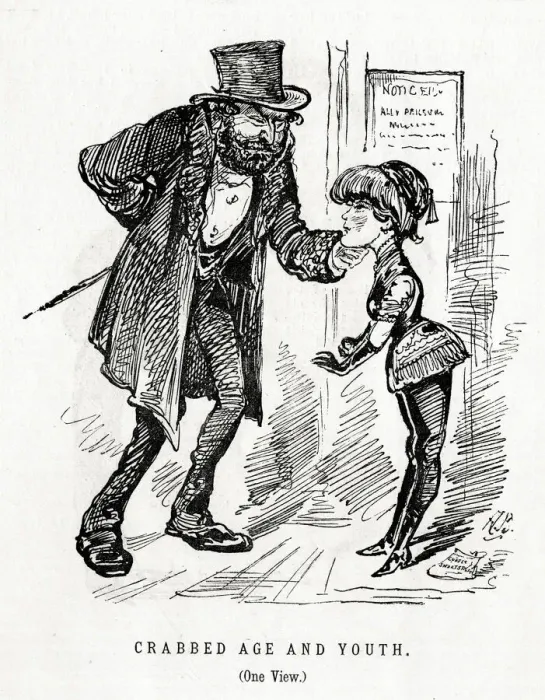 Framed Print : Cartoon, Crabbed Age and Youth (One View) Framed Print : Cartoon, Crabbed Age and Youth (One View)