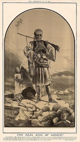 Cartoon, Death, the real King of Greece. Date: 1870
