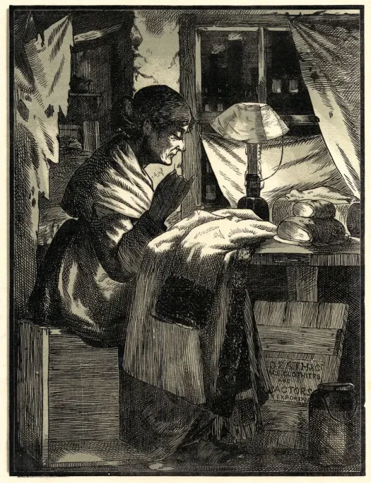 Framed Print : Cartoon, dressmaker at work Framed Print : Cartoon, dressmaker at work