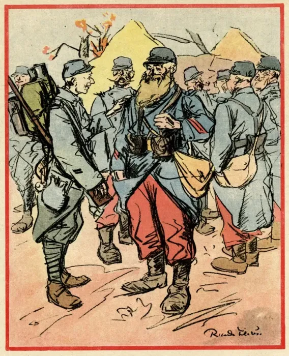 Framed Print : Cartoon, Encounter, WW1 Framed Print : Cartoon, Encounter, WW1