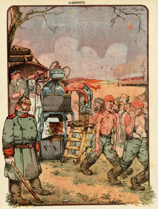 Framed Print : Cartoon, Field hair trimmer, WW1 Framed Print : Cartoon, Field hair trimmer, WW1
