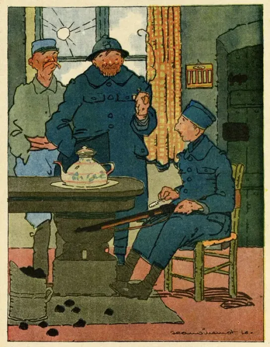 Framed Print : Cartoon, First feelings, WW1 Framed Print : Cartoon, First feelings, WW1