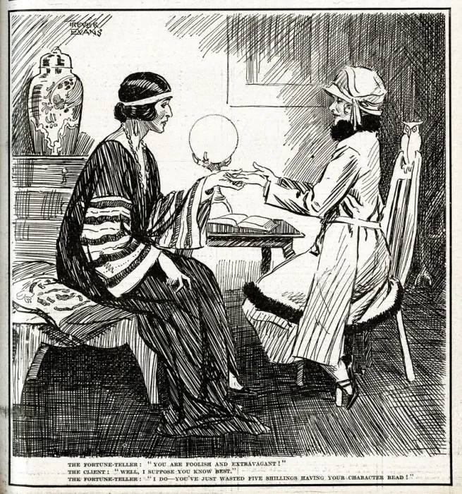 Framed Print : Cartoon, Fortune teller visit Framed Print : Cartoon, Fortune teller visit