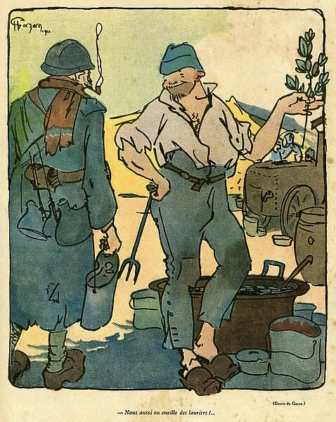 Cartoon, Gathering laurels, WW1