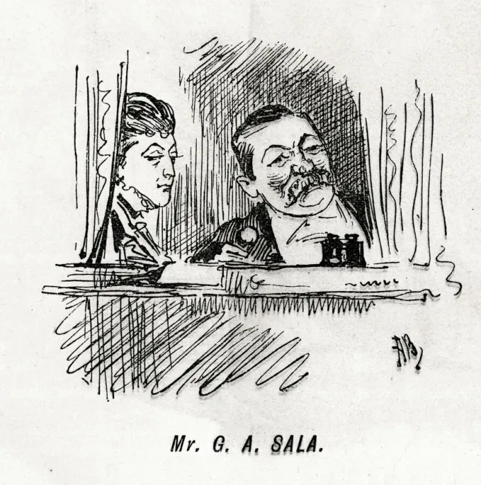 Framed Print : Cartoon, George Augustus Sala, writer and journalist Framed Print : Cartoon, George Augustus Sala, writer and journalist