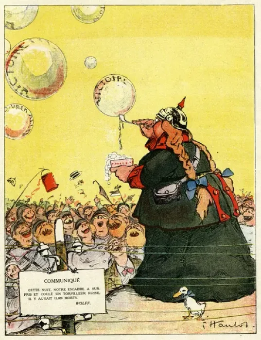 Framed Print : Cartoon, German communique, WW1 Framed Print : Cartoon, German communique, WW1