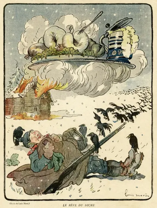 Framed Print : Cartoon, German soldier dreaming, WWI Framed Print : Cartoon, German soldier dreaming, WWI