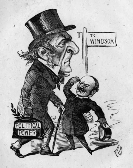 Framed Print : Cartoon, Gladstone on the road to Windsor Framed Print : Cartoon, Gladstone on the road to Windsor
