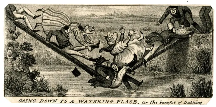 Framed Print : Cartoon - Going down to a watering place Framed Print : Cartoon - Going down to a watering place