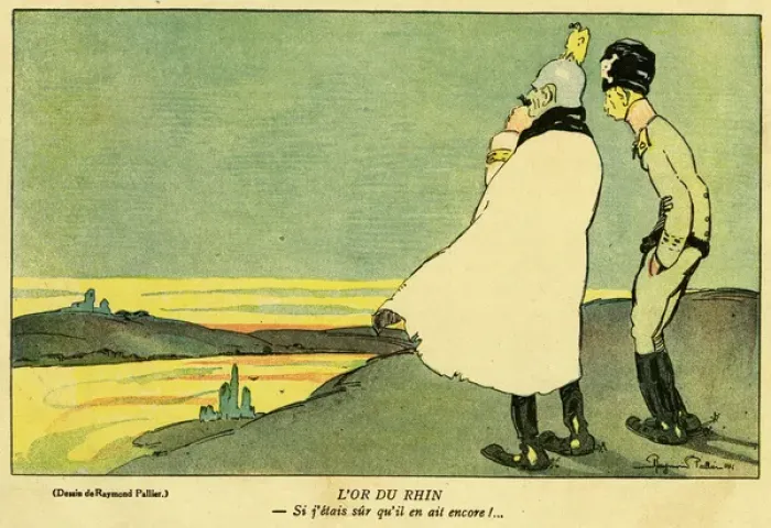 Framed Print : Cartoon, The gold of the Rhine, WW1 Framed Print : Cartoon, The gold of the Rhine, WW1