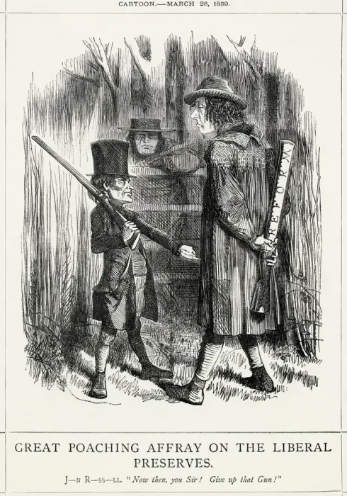 Framed Print : Cartoon, Great Poaching Affray on the Liberal Preserves