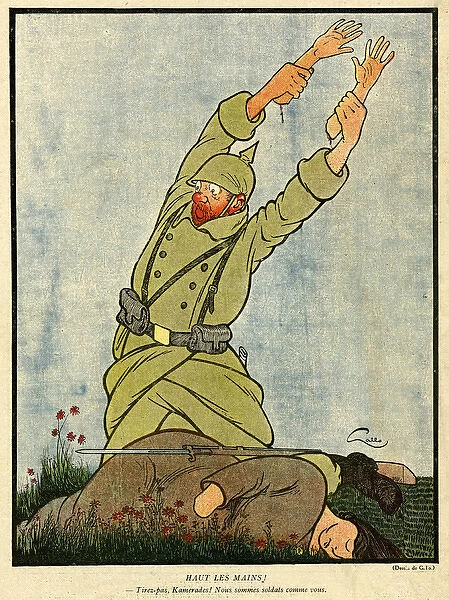 Cartoon, Hands Up! WW1