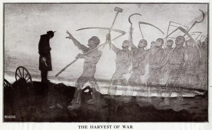 Framed Print : Cartoon, The Harvest of War, WW1 Framed Print : Cartoon, The Harvest of War, WW1