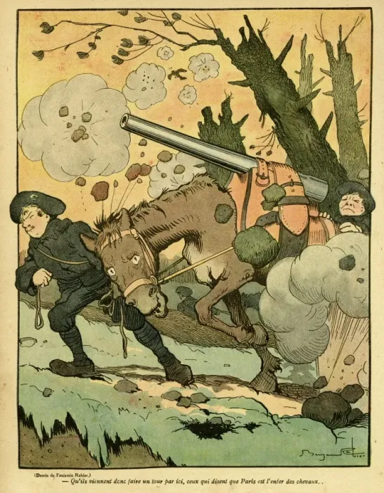 Framed Print : Cartoon, Hell for Horses, WW1 Framed Print : Cartoon, Hell for Horses, WW1