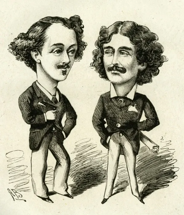 Framed Print : Cartoon, The Two Herberts (Gladstone and Reeves) Framed Print : Cartoon, The Two Herberts (Gladstone and Reeves)