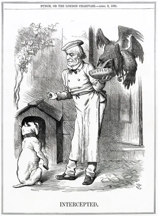 Framed Print : Cartoon, Intercepted (Gladstone and John Bull) Framed Print : Cartoon, Intercepted (Gladstone and John Bull)