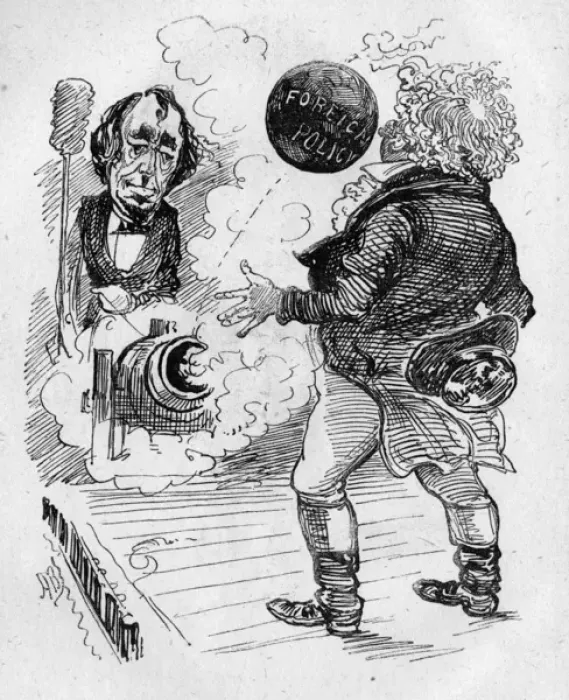 Framed Print : Cartoon, John Bull and Disraeli Framed Print : Cartoon, John Bull and Disraeli
