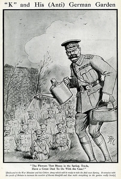 Cartoon, K and His (Anti) German Garden, WW1. Available as Photo Prints,  Wall Art and other products #14146746