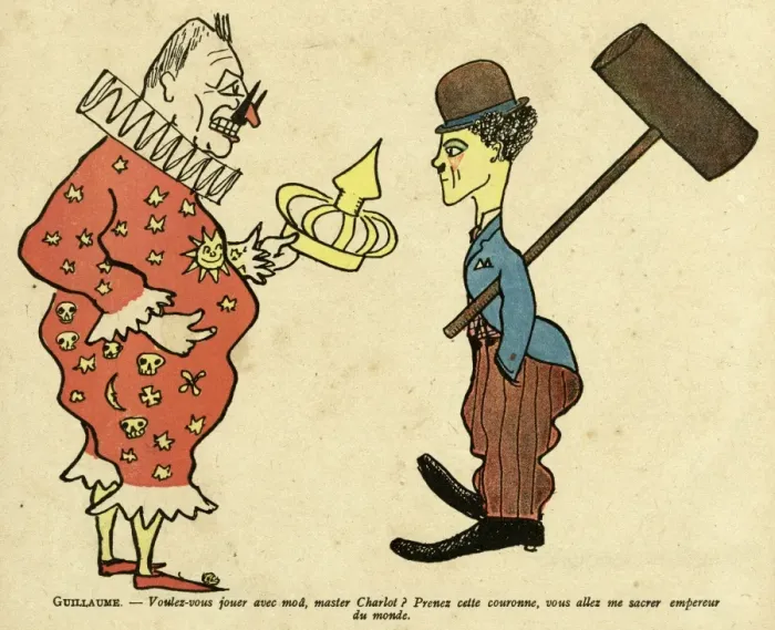 Framed Print : Cartoon, Kaiser Wilhelm and Charlot, WW1 Framed Print : Cartoon, Kaiser Wilhelm and Charlot, WW1