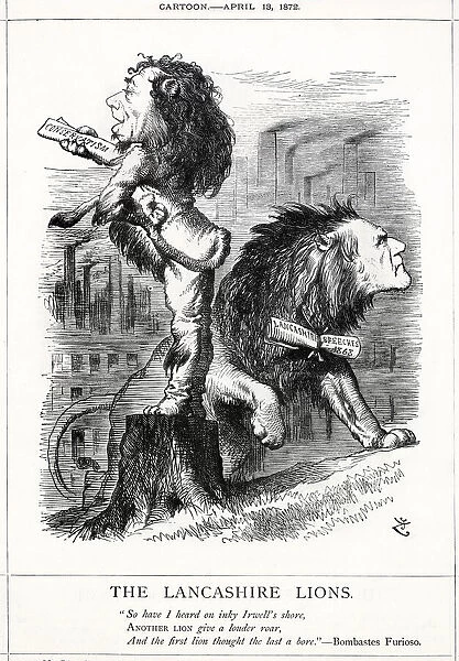 Cartoon, The Lancashire Lions (Disraeli and Gladstone)