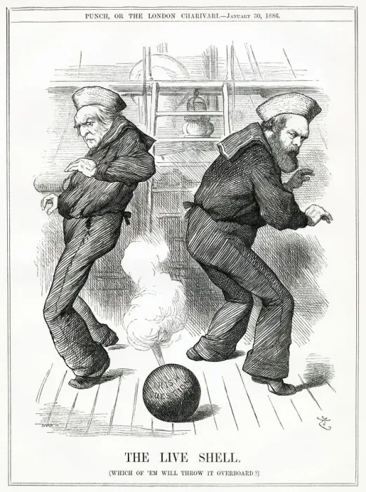 Framed Print : Cartoon, The Live Shell (Gladstone and Salisbury) Framed Print : Cartoon, The Live Shell (Gladstone and Salisbury)