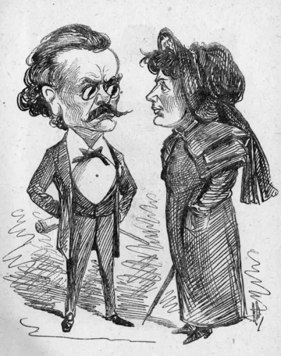 Framed Print : Cartoon, M Riviere and Mrs Weldon Framed Print : Cartoon, M Riviere and Mrs Weldon