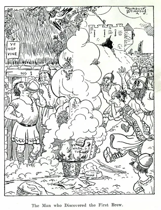Framed Print : Cartoon, The Man who Discovered the First Brew Framed Print : Cartoon, The Man who Discovered the First Brew