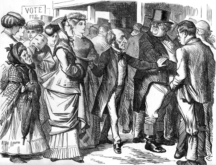 Framed Print : Cartoon, Mills Logic; or, Franchise for Females Framed Print : Cartoon, Mills Logic; or, Franchise for Females