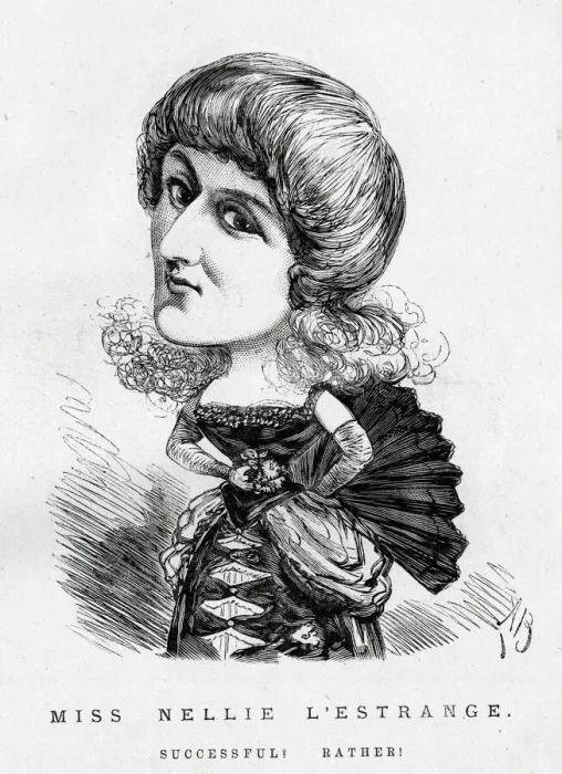 Framed Print : Cartoon, Miss Nellie L Estrange, singer Framed Print : Cartoon, Miss Nellie L Estrange, singer