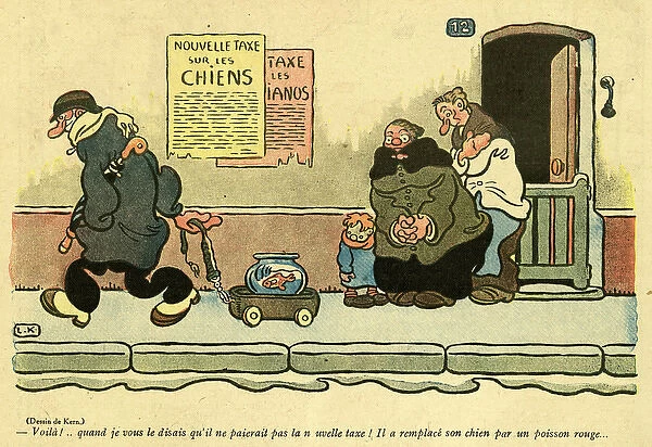 Cartoon, New taxes on dogs, WW1