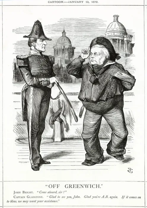 Framed Print : Cartoon, Off Greenwich (Gladstone and Bright) Framed Print : Cartoon, Off Greenwich (Gladstone and Bright)