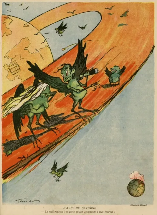 Framed Print : Cartoon, The opinion of Saturn, WW1 Framed Print : Cartoon, The opinion of Saturn, WW1