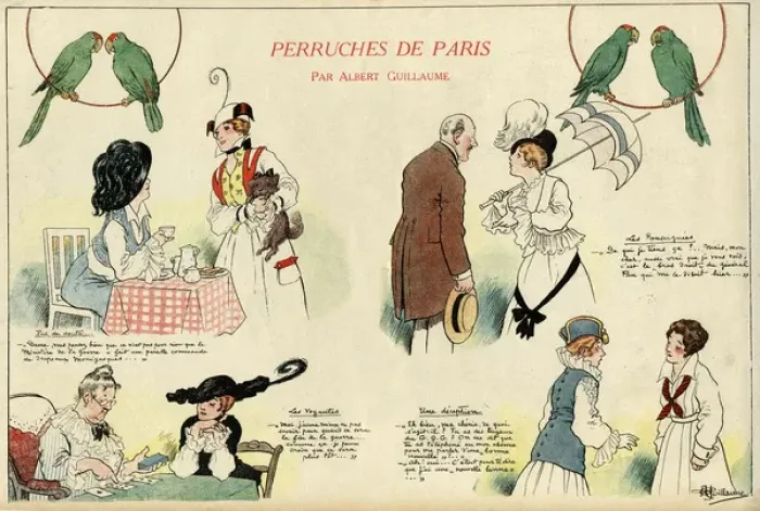 Framed Print : Cartoon, Parrots of Paris, WW1 Framed Print : Cartoon, Parrots of Paris, WW1