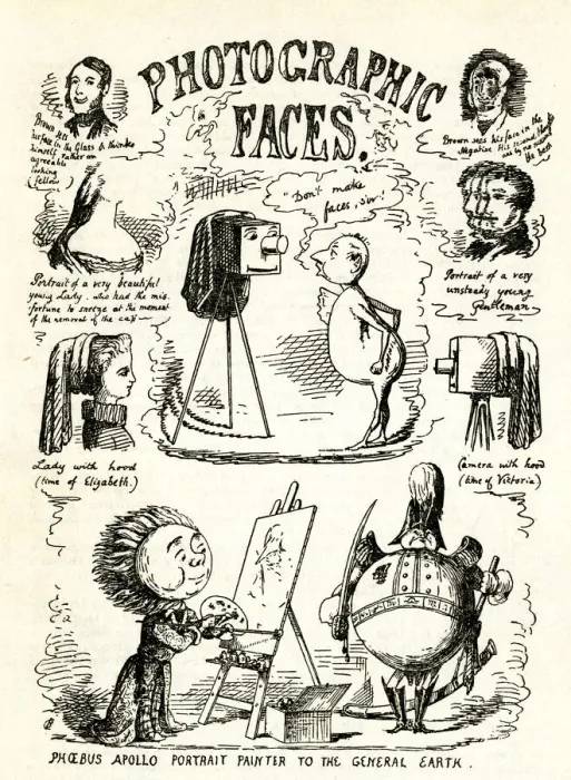 Framed Print : Cartoon, Photographic Faces by Cuthbert Bede Framed Print : Cartoon, Photographic Faces by Cuthbert Bede