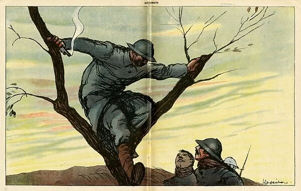Cartoon, Playing a practical joke, WW1