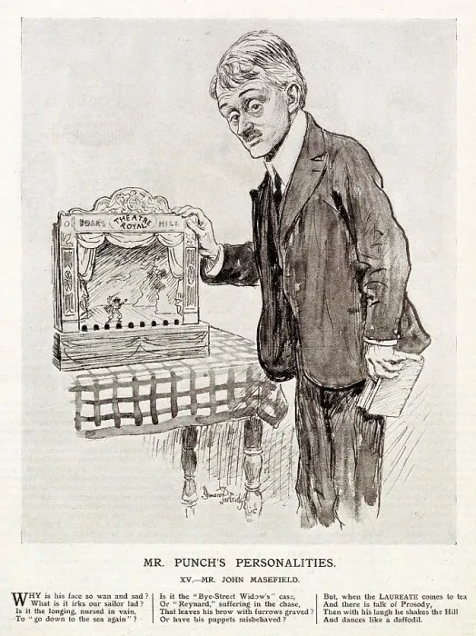 Framed Print : Cartoon portrait, JOHN MASEFIELD (1878 - 1967), English poet, playwriter and fiction writer. Date: 1926 Framed Print : Cartoon portrait, JOHN MASEFIELD (1878 - 1967), English poet, playwriter and fiction writer. Date: 1926